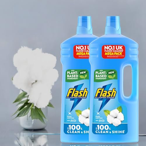 2 x 1500ml Flash Multipurpose Floor Liquid Cleaner Pure Cotton- Leaves intense freshness and brilliant shine(3000ml)
