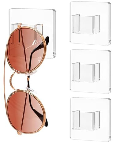 xyuayamz Soporte Gafas De Sol, Expositor Gafas Pared, Organizador Gafas De Sol, Porta Gafas Para Mujer y Hombre, Autoadhesivo, Acrílico, 4 Piezas, Transparente