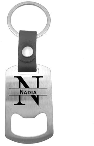 Porte-clés de luxe en acier inoxydable - Cuir - Nadia, silverl, taille unique