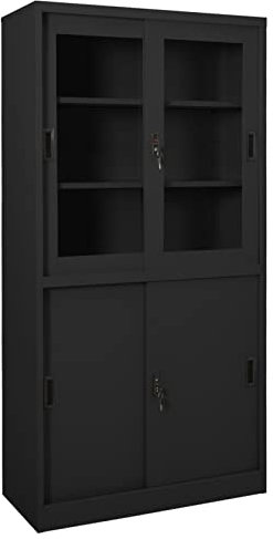 Iiaky Armoire de Bureau et Porte coulissante Anthracite 90x40x180 cm Armoire De Bureau,Meuble De Rangement,Armoire De Rangement,