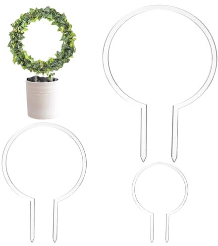 FINGERINSPIRE 3Pcs Circle Acrylic Trellis for Potted Plants 3Sizes Round Trellis for Climbing Plants Ring Shape Plant Supports for Vines Hoya Plant Frames for Pothos Monstera Philodendrons Dischidia