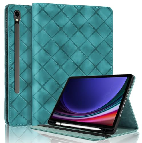 Vaitasy Custodia per Samsung Galaxy Tab S10 FE/ S9 FE/ S9 con Pencil Holder, Flip Pelle PU Tablet Case con Supporto Funzione Custodia per Galaxy Tab S9 - Verde