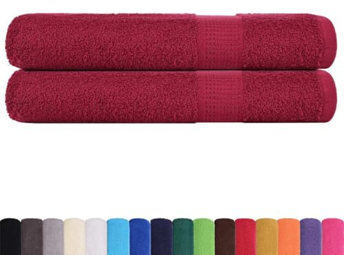 vidaXL Sauna Towels 2 pcs - 80x200 cm 100% Cotton - Bordeaux Bath Sheets for Sauna/Body Wrap - OEKO-TEX Certified