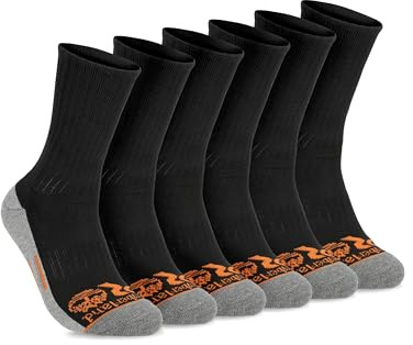 Timberland PRO Mens Sorbtek Moisture Control Mens Socks, Arch Support, Cushioned Footbed (Size 7-12; 6 Pairs)