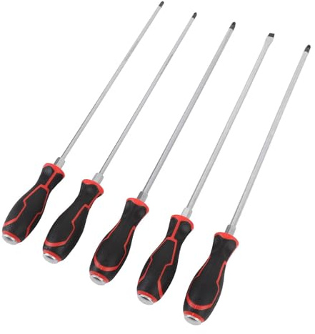 VOBOR 450 Mm Extra Langer Schraubendreher -Set, 5pcs 450 Mm Extra Langer Schraubendreher -Set PH2 PH3 PZ2 PZ3 8mm Cr V Magnetic Head Ergonomisch für die Autokontraktion