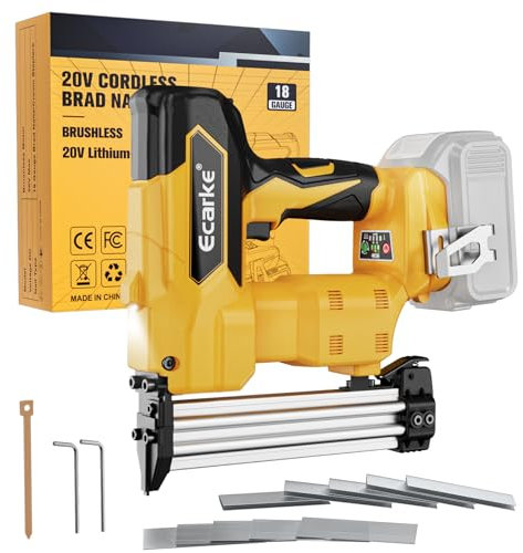 Ecarke Cordless Power Brad Nailers Compatible with Dewalt 20V Battery, 18GA 2/5 to 1-1/4 Inch, 2 in 1 Brad Nail Gun, Battery Powered Nailers,Brushless Electric Nailer Gun, 2 Mode for Home Improvement