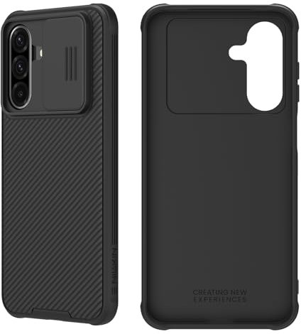 UJNYD Coque pour Samsung Galaxy A26 5G avec housse d'appareil photo coulissante, protection améliorée de l'objectif d'appareil photo, coque de téléphone antichoc anti-huile, anti-transpiration (noir)