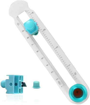 SMLOPLOM Kreisschneider, Präziser 360° Rollschneider, mit Verstellbarer Schiene, Papierschneider für Kreise und Ringe, Inkl. Schutzcap und Rutschfester Unterlage, für DIY, Fotokarton, Blau