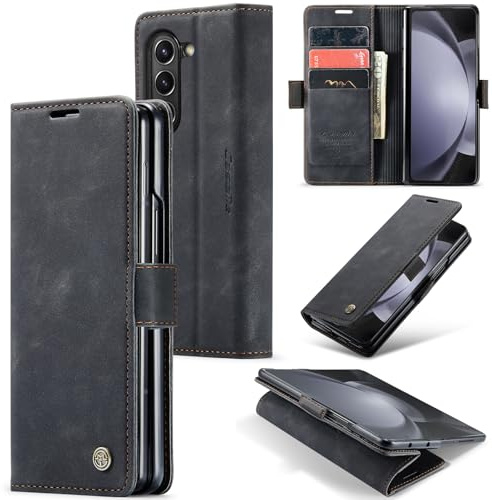 Sojlecyu Cover per Samsung Galaxy Z Fold 5 Custodia, a Libro Portafoglio in Premium Pelle PU Porta Carte Flip Case Supporto Protezione Case Cover per Samsung Galaxy Z Fold 5, Nero