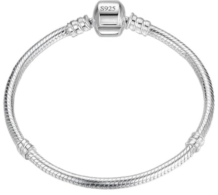 MAJALE_ Pulsera baño plata de ley 925 mujer – cadena serpiente para charms, cierre seguro, joyería fina