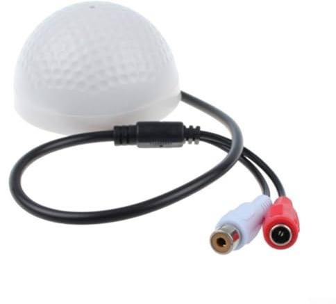 CCTV Microphone for AHD DVR and IP Cameras, Compact Design with Built-in Preamp, High-Sensitivity Sound Pickup 300–5 kHz, 6–12 V DC