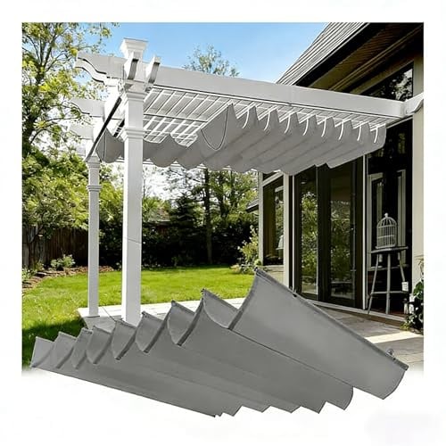 HOFUNTRE Vela ombreggiante ondulata retrattile,vele parasole retrattili Anti-Uv tenda telescopica per pergola con kit di montaggio, perfetta per giardino(W:1.3m/4.26ft*L:5m/16.5ft)