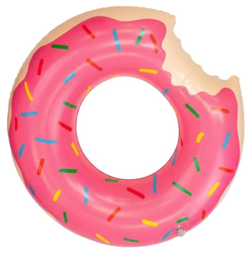 Donut Bouée de natation rose 75 cm – Cerceau à eau élégant avec design de saupoudres, pneu de piscine robuste pour la plage et les vacances, gadget d'été décoratif pour adolescents et adultes