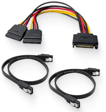 Ermenlifiqq 3 pezzi Cavi SATA III 6 Gb/s, set cavi dati per unità interne PC, compatibile con dispositivi SATA I/II/III, per SSD HDD e unità ottiche, trasferimento dati e distribuzione alimentazione