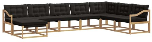 vidaXL Outdoor-Sofagarnitur mit Kissen 8 pcs Weiß und Schwarz, Moderne Garten-Sofa-Set, robuster Akazienholz, Bequeme Liege, stilvolle Freizeitmöbel für draußen