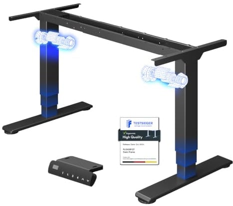FLEXISPOT Höhenverstellbarer Schreibtisch Gestell mit Dual-Motor | 3-stufige Säulen für 60–125 cm Höhenverstellung, flexibles Tischgestell für Sitz-Steh-Arbeitsplätze (Schwarz)