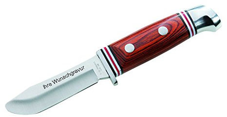 Herbertz Schnitzmesser Kindermesser mit Holzgriff und Lederscheide, abgerundete Spitze, rostfrei (mit Namengravur) | tolles Messer für die ersten Schnitzversuche | schönes personalisiertes Geschenk