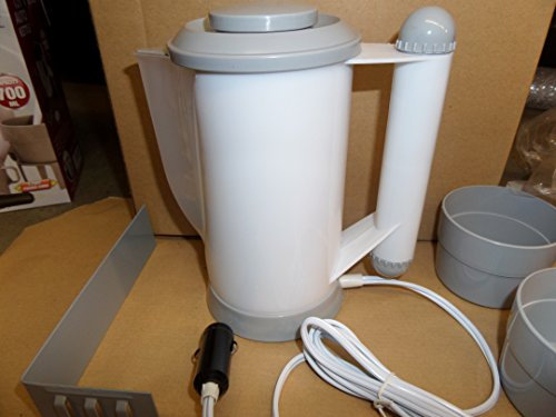 KETTLE RD SPECIAL 12V UK DC 150W CAR 0.7 LITRE IN WHITE & GREY UK DC POWER PLUG FITTING