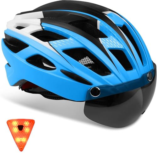 KINGLEAD Casque de Vélo Hommes Femmes Adulte avec éclairage LED et Magnétiques Visière,Casque VTT Montagne Protection Aimantée Cyclisme Route Amovible et Réglable Certifié CE 57-62CM