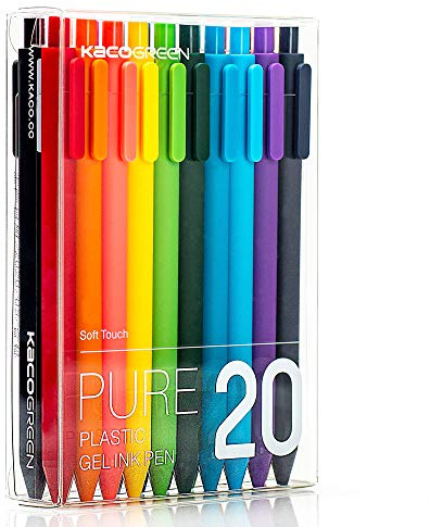 KACO Soft Touch Retractable Gel Ink Pens 0.5mm Fine Point (20 Colors)