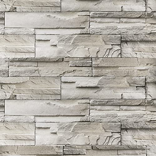 VEELIKE Papier Peint Imitation Pierre Effet Brique Rouleau Vinyl Autocollant Mural Adhésif Décoratif Imperméable Chambre Salon Toilette 40cm x 300cm