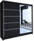 Mirjan24 Schiebetürenschrank Talin III, Aluminiumgleitschienen, Kleiderschrank mit Kleiderstange, Einlegeboden für Schlafzimmer, Diele (Schwarz/Schwarz + Spiegel, mit RGB LED Beleuchtung)