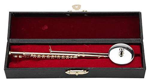 Modèle de flûte en Laiton avec Support Instrument de Musique Décoration Miniature pour la Maison Ornement de café Miniature Réplique de flûte avec étui Gifts