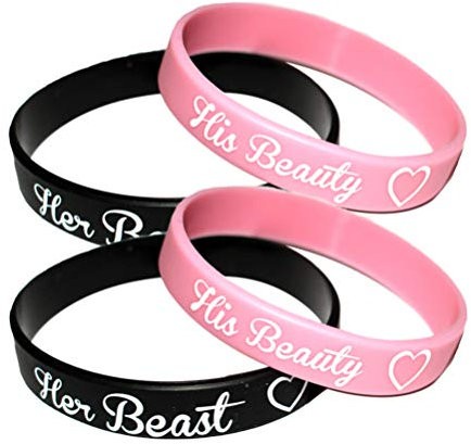 4 Stück Valentinstag-armbänder Passende Beziehungsarmbänder Bf Und Gf Armbänder Hochzeitsgeschenke Bf Und Armbänder Paar Gummiarmbänder Hochzeitsfeier Geschenke Liebhaber Das Biest