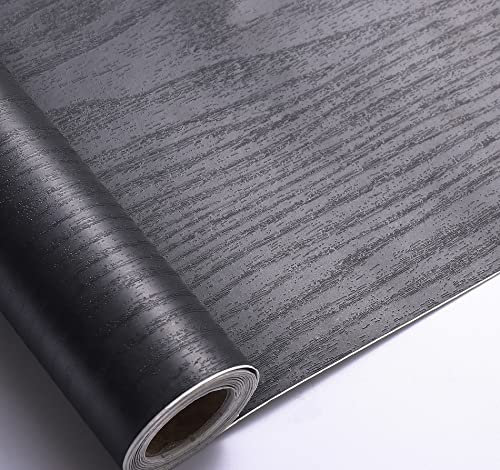 Arthome Klebefolie Rustikales Holzoptik Selbstklebende Tapete, 30x254cm Schwarz Holz Papier, Dekoratives Vinyl für Möbel Küche Arbeitsplatte Schränke Möbel Tische Wand DIY Wandverkleidung