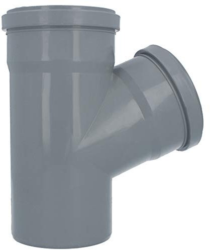 HT Rohr Abzweig Ø DN 110 mm Grau T-Stück Winkel 67° | Abwasser Winkel Kunststoff Abflussrohr Kunststoffabzweig PVC PP Doppelabzweig Verbindung Anschlussstück
