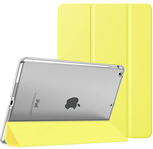 MoKo Case Fit New iPad 9th Generation 2021/8th Generation 2020/7th Gen 2019, iPad 10.2 Case - Slim Smart Shell Stand Cover with Translucent Frosted Back Protector,Light Yellow