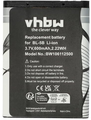 vhbw Akku kompatibel mit Topblue V2.0 blu Handy Smartphone Telefon (600mAh, 3,7V, Li-Ion)