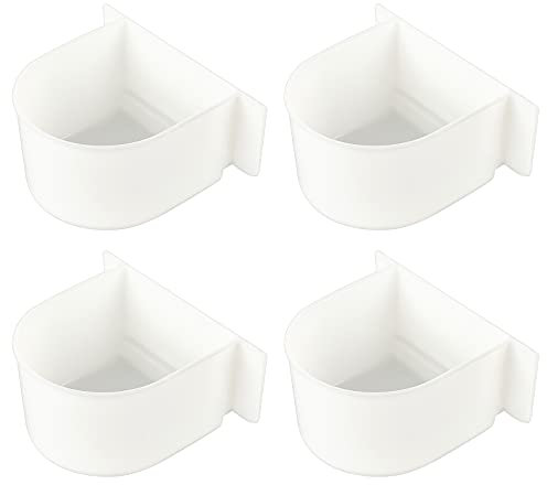 AHANDMAKER 4 Pcs Perroquet Cage Remplacement Nourriture et Tasse d'eau, Mangeoires pour Oiseaux Blancs Cage Universelle Ailée Tasses en Plastique Fournitures pour Animaux De Compagnie