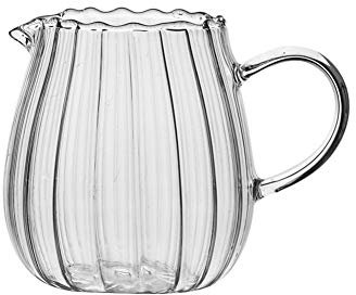 Valcatch Japanese Clear Milk Jug Heat-resistantn Glass Cup with Handle Water Pitcher Glass Carafe Water Jug for Milk Cream Sauce Tea Coffee Wine Juice Pitcher Gift 300/550ml
