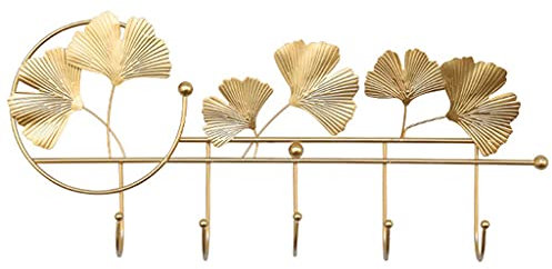 Baoblaze Gancio Appendiabiti da Parete a Forma di Foglia di Ginkgo Portachiavi Cappotto Cappelli Gioielli Sciarpa Accessori 'Ingresso, A d'oro