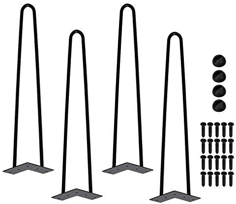 Einfeben 4 Set Tischbein Tischgestell Mit Freie Bodenschoner und Schrauben, Blume Hairpin Legs, Haarnadel 2 Stangen Möbelbein Haarnadelbeine Möbelfüße, ca 40cm für Schreibtisch, Couchtisch TV-Schränke