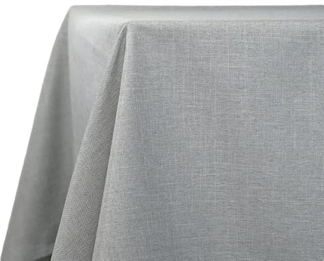 Decomira Tischdecke wasserabweisend Leinen-Optik - Fleckschutz, abwaschbar - Garten-Tischdecke Outdoor, Tischtuch Esstisch - Grau - 130x220 cm