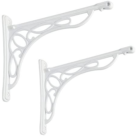 Regalhalterungen, Gusseisen, weiß, Metall, Barockregal, feste europäische Halterung, Wand, 25,4 cm, 2 Stück