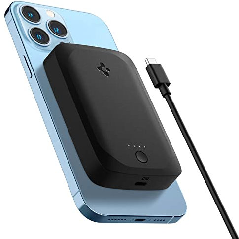 Spigen ArcHybrid Mag (MagFit) für Magnetische Batterie Pack 5000mAh Kabelloses Power Bank Kompatibel mit iPhone 15 14 13 12 Plus Pro Max Mini [USB C Kabel inbegriffen/Nicht Adapter]