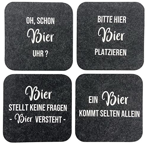 Untersetzer Set Filz Bier mit Srüchen Glasuntersetzer Getränkeuntersetzer