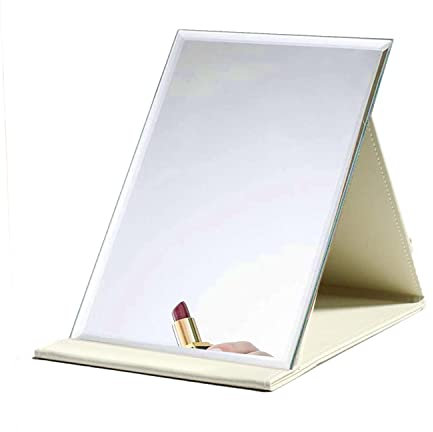 DINGFENG Großer Tragbarer Klappbar Gold Spiegel, Makeup Mirror, Super HD Spiegel Reise Klappbar Kosmetikspiegel, Leder Tischspiegel, Schminkspiegel Für Schminktisch Reisespiegel, 6,06 X 8,1 Zoll