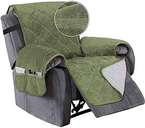 TAIXINT Sesselschoner für Fernsehsessel Relaxsessel,Relaxsessel mit Taschen Sesselauflage Sesselüberwurf, Wasserdicht Sesselschutz für Hunde Haustieren (Sessel (23in),Grün)