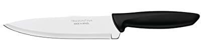 Tramontina Juego de Cuchillos de Cocina, Acero Inoxidable y Mangos de Poliprolipeno, Color Negro, Plenus 4 Piezas