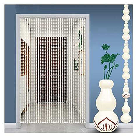 Beaded Curtain Natural Wooden Beads Door String Retro Living Room Decoration Room Divider White Curtains (A 29strands)