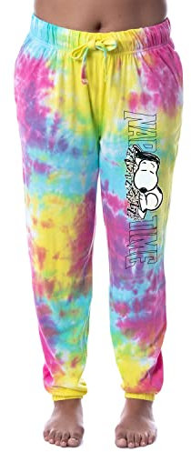 Peanuts Womens' Snoopy Nap Time Character Comic Sleep Jogger Pajama Pants (Large)