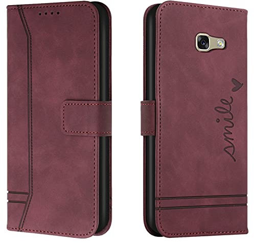 Lihondar Kompatibel mit Samsung Galaxy A3 2017/ A320 Hülle, Handyhülle Samsung A3 2017, A320 Leder Klappbar Schutzhülle Tasche Wallet Cover Flip Case für Samsung A3 2017/ A320 Klapphülle (Rot)