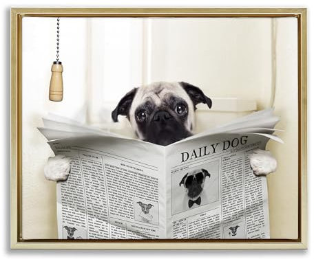 Stupell Industries In House Mops Lesezeitung im Badezimmer