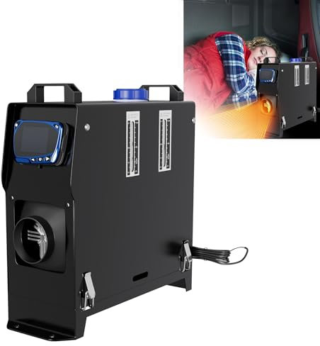 XMTECH 12V 8KW Diesel Standheizung Luftheizung, Luft Dieselheizung, Air Diesel Heizung mit LCD Fernbedienung LCD Monitor & Schalldämpfer, für Auto, RV, Boote & Wohnmobil, Schwarz + LCD Fernbedienung