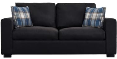 Panana 2 or 3 Seater Sofa, Modern Linen Fabric Grey Settee Couch, Compact (Black, 3 seater)