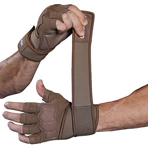 Trainingshandschuhe für Damen und Herren, Fitnessstudio, Gewichtheben, gepolsterte Handschuhe mit Handgelenkbandage, vollständiger Handflächenschutz und Silikongriff, Cross-Training, Fitness, Klimmzug